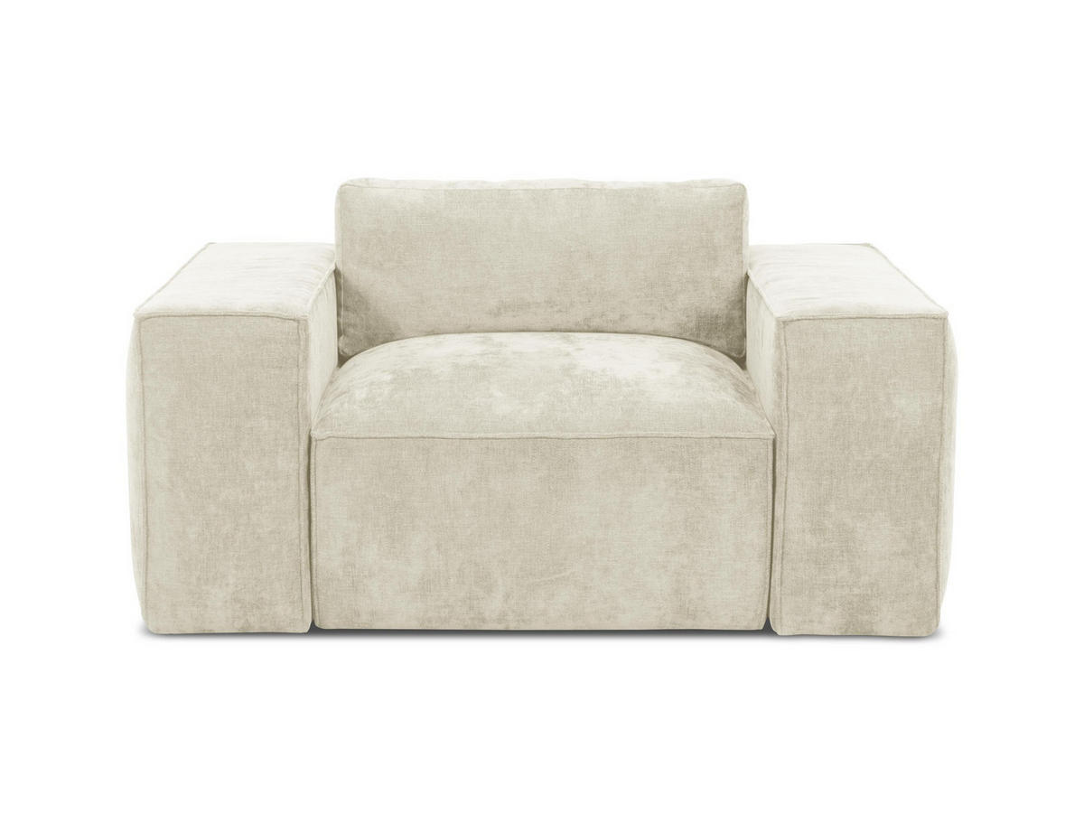 SCHLAFSESSEL Chenille Stoff Beige - Beige/Schwarz, Holzwerkstoff/Kunststoff (157/81/113cm) - Makamii