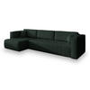 ECKSOFA OLVERA Grün Geflochtener Stoff mit Schlaffunktion - Grün, Holz (347/148cm) - MASSENO