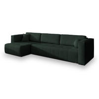 ECKSOFA OLVERA Grün Geflochtener Stoff mit Schlaffunktion - Grün, Holz (347/148cm) - MASSENO