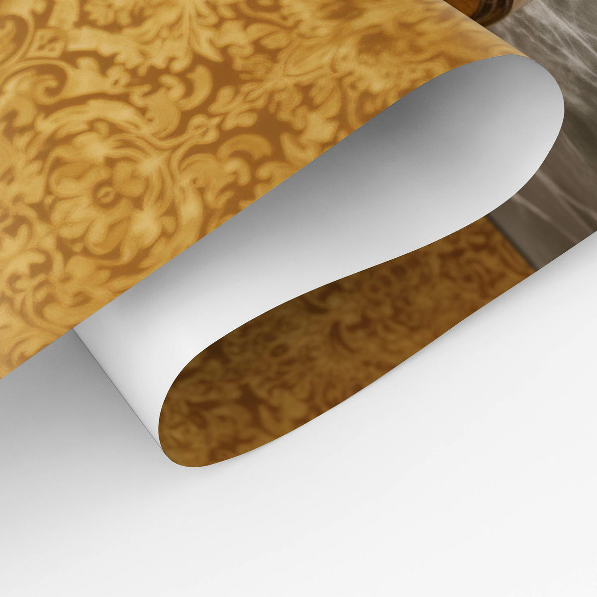 POSTER für WC Badezimmer NASENAFFE mit Zeitung Goldene Toilette Abstraktion 20x30cm - Beige/Orange, Papier (20/30/30cm) - Muralo