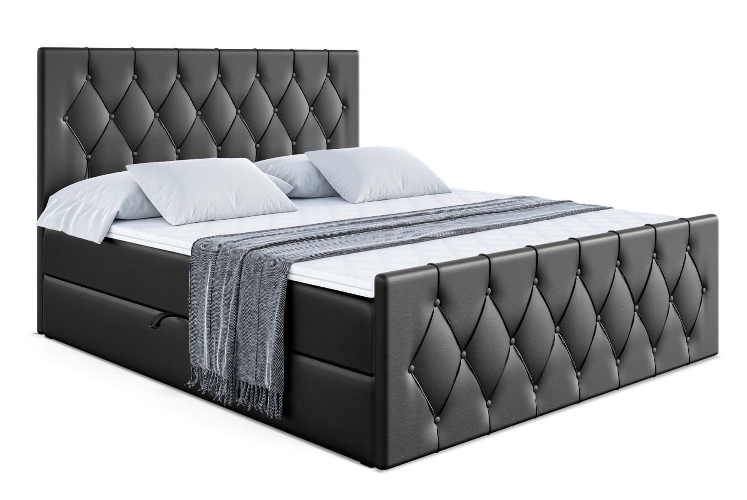 Altdecor Boxbett Schwarz Hochglanz 200x200 cm