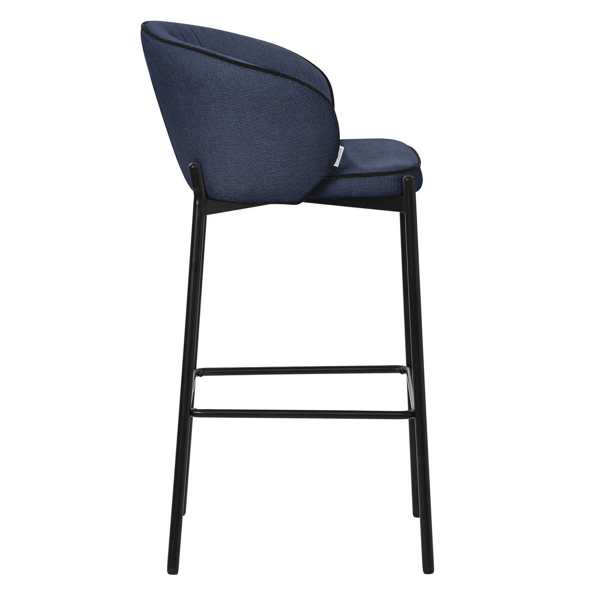 BARHOCKER 4er Set Dunkelblau mit Stoffbezug - Schwarz/Dunkelblau, Textil/Metall (50/101/54cm) - ML-DESIGN