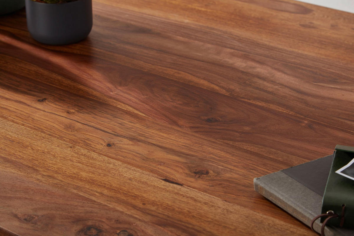 ESSZIMMERTISCH – Massivholz Braun abgerundete Ecken Landhausstil - Braun, Holz (60/120/77cm) - KADIMA DESIGN