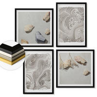 WANDBILDER 4er-Set - 50x50 cm & 40x60 cm Schwarzer Rahmen - Moderne abstrakte Formen - Schwarz, Kunststoff (50/50cm) - ArtPrintCave