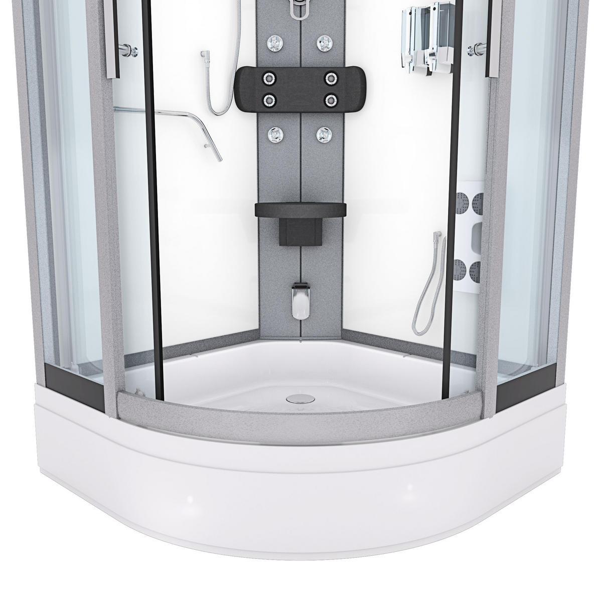 DAMPFDUSCHE Duschkabine D58-60T2-EC Weiß 100x100 - Weiß, Glas/Kunststoff (100/100/225cm) - AcquaVapore by Sandra Jentho