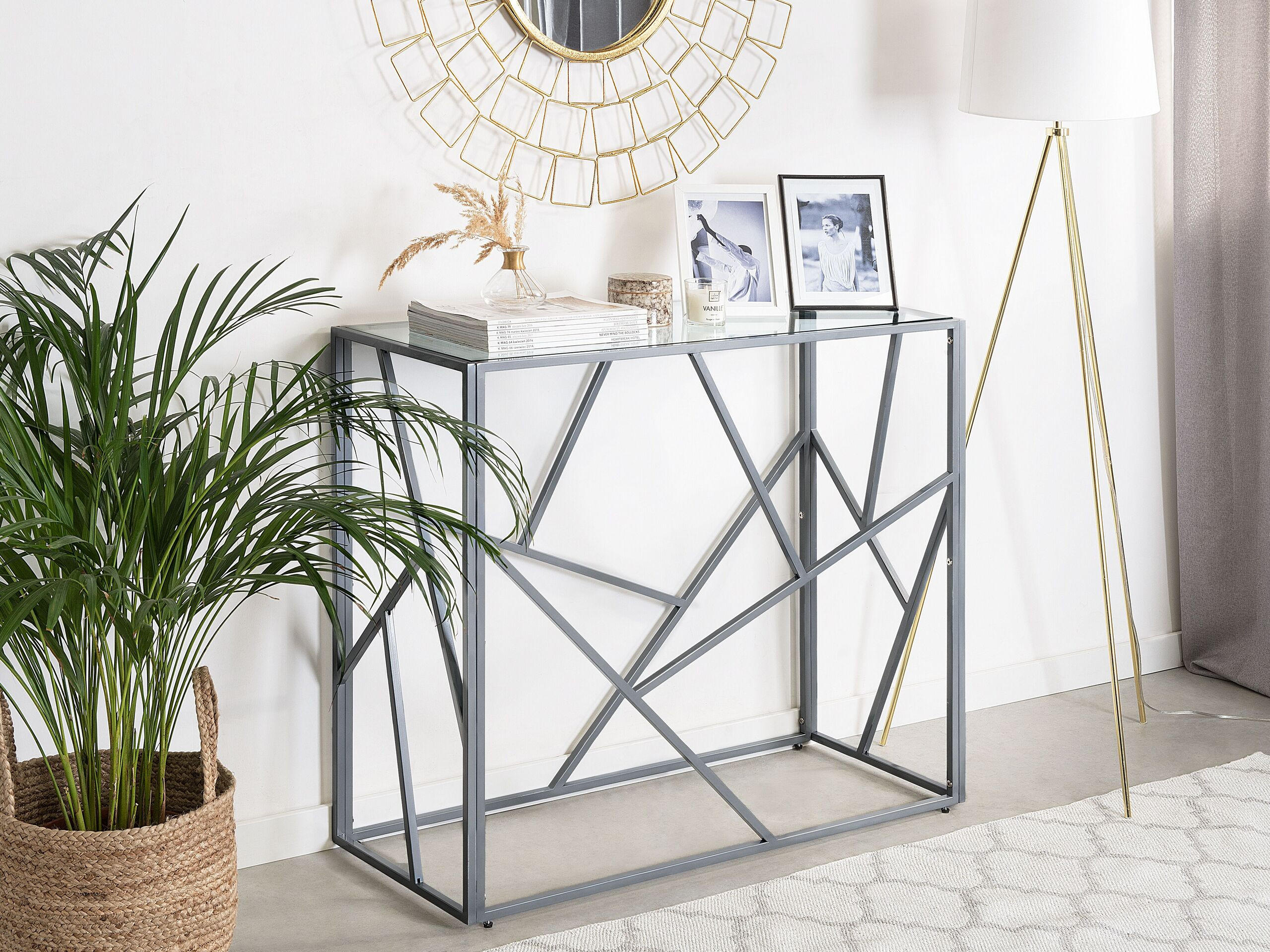 KONSOLENTISCH Glas silber Orland - Transparent/Silberfarben, Glas (40/100/85cm) - Beliani