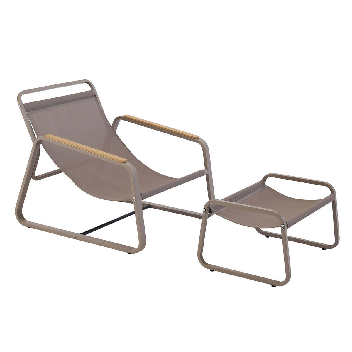 GARTEN-RELAXSESSEL mit Fußstütze, Taupe - Taupe, Textil (72/77/91cm) - Oviala