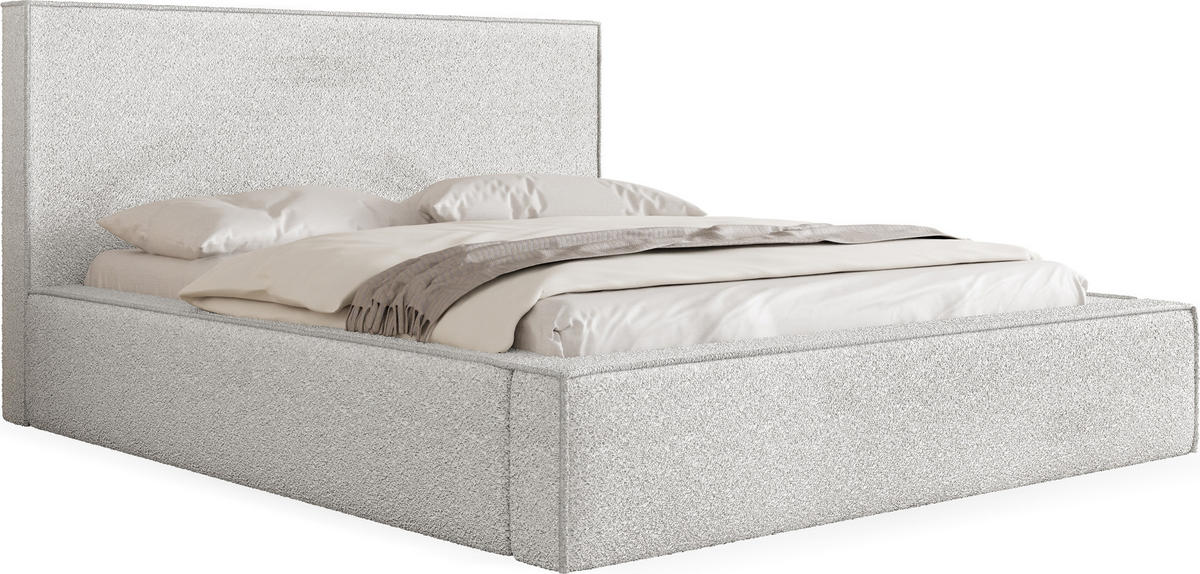 POLSTERBETT Terra mit Bettkasten, Creme Boucle 180x200 cm - Birkefarben/Schwarz, Holz/Holzwerkstoff (180/200cm) - WFL GROUP