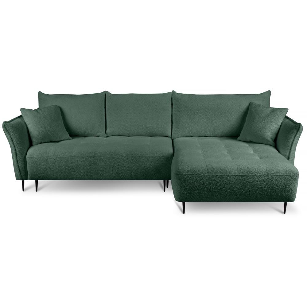 ECKSCHLAFSOFA Bari rechts grün - Schwarz/Grün, Textil (276/158cm) - Beautysofa