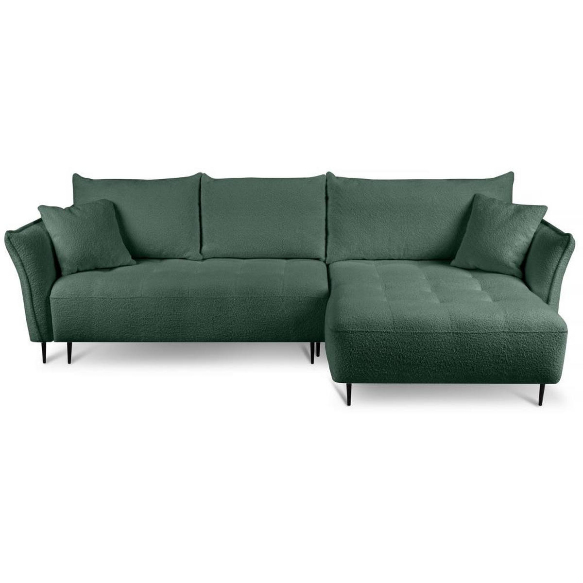 ECKSCHLAFSOFA Bari rechts grün - Schwarz/Grün, Textil (276/158cm) - Beautysofa