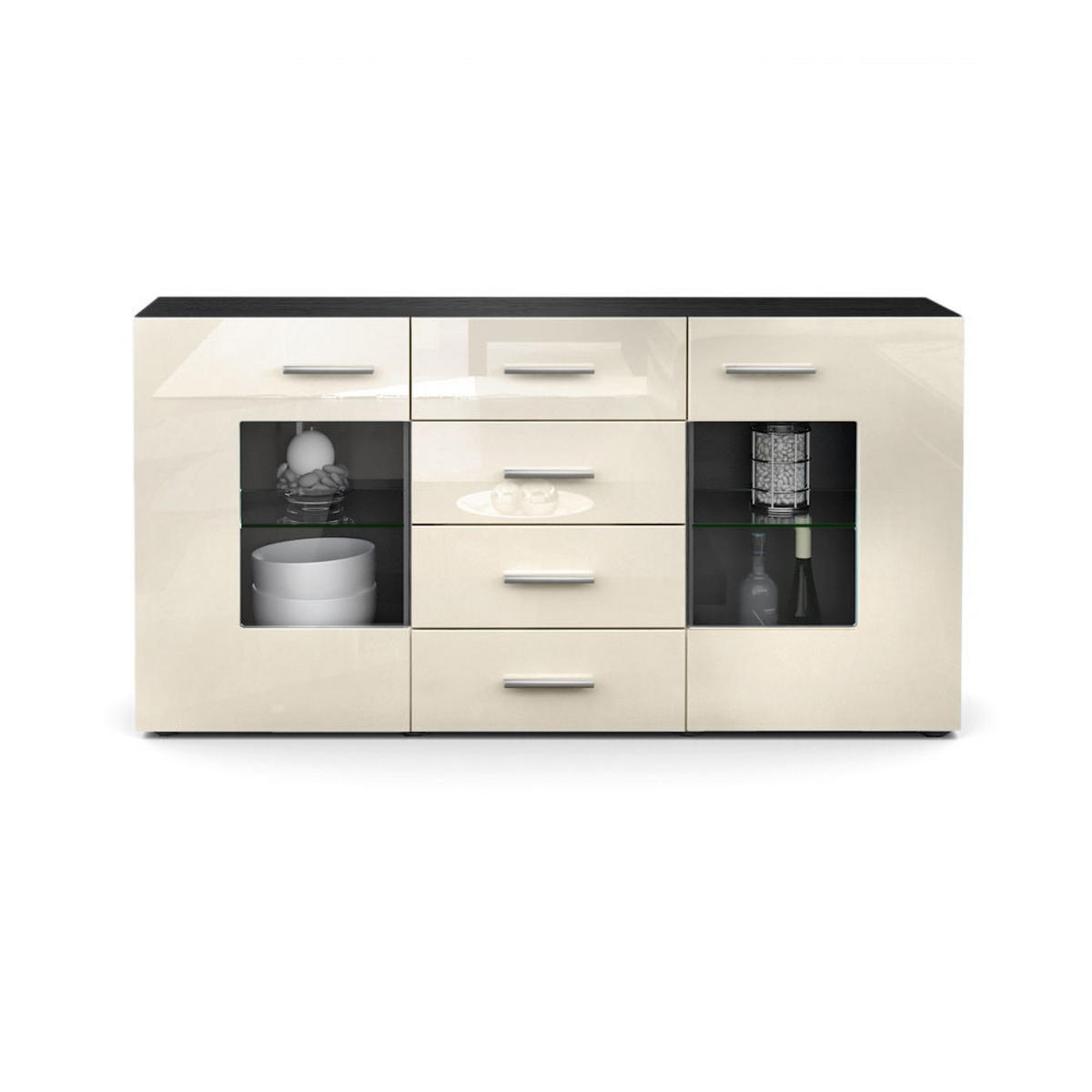 SIDEBOARD Noah Creme Hochglanz - Creme, Holzwerkstoff (139/72/35cm) - Vladon