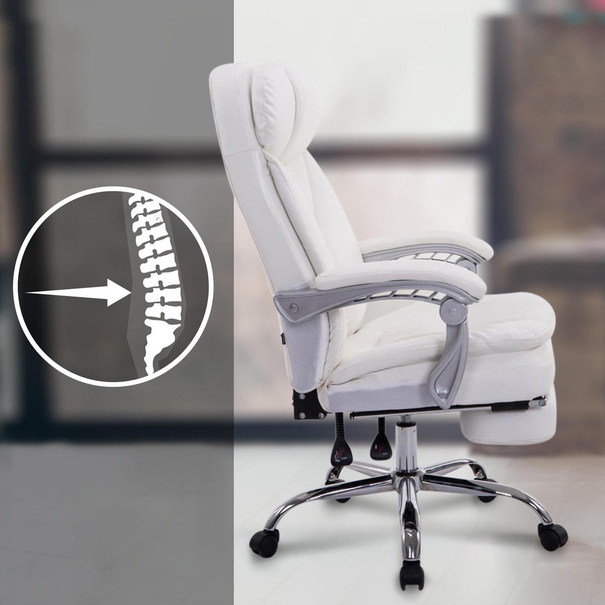 CHEFSESSEL Lederlook Weiß - Chromfarben/Weiß, Textil/Metall (67/112/67cm) - CLP