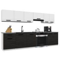 KUCHYNSKÁ linka Italia 2 240 cm, s pracovnou doskou, biela-eben matná - čierna/biela, drevo (240/143/60cm) - B BELINI GROUP