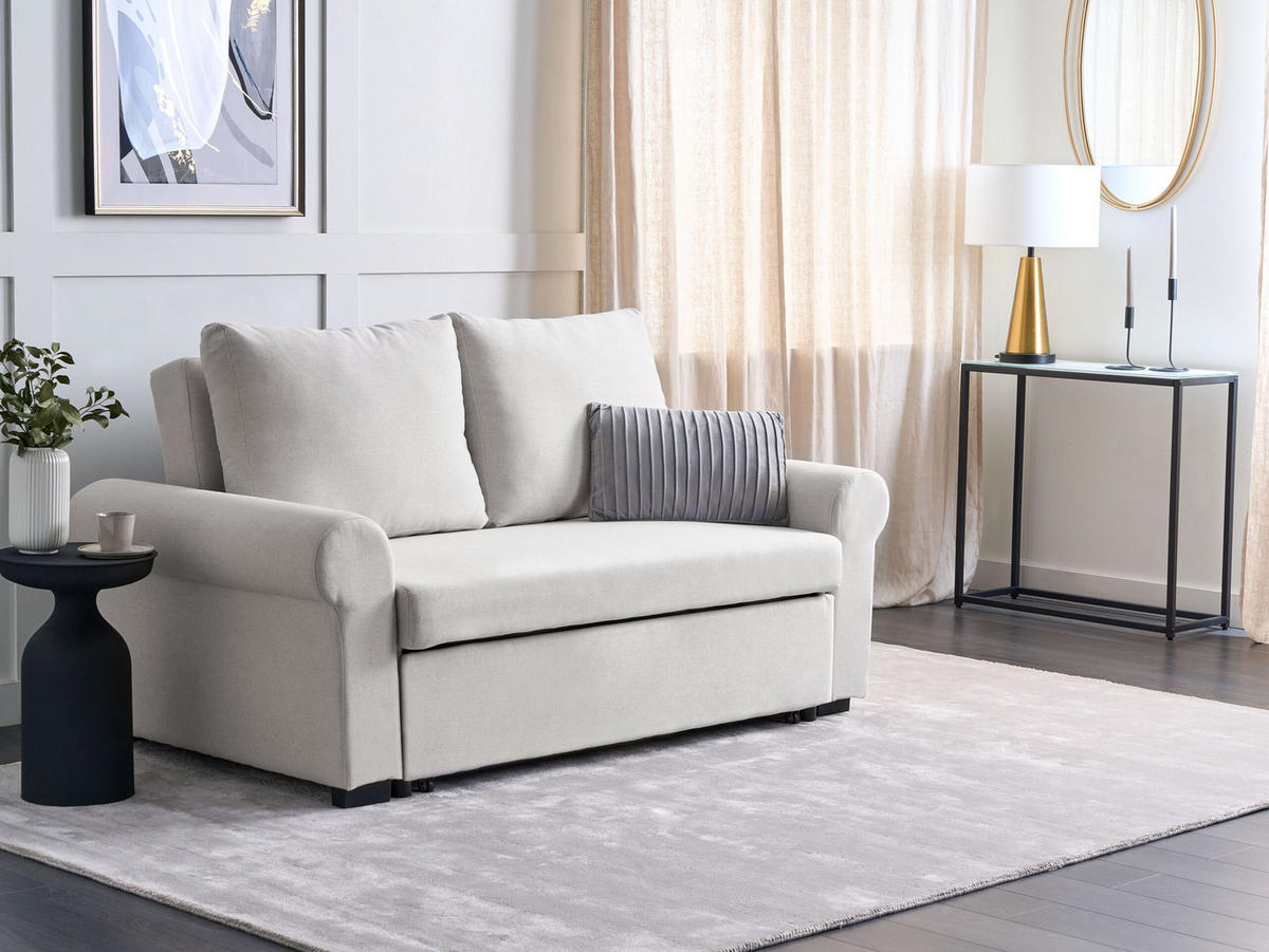 2-SITZER-SCHLAFSOFA Leinenoptikhellbeige Silda - Beige, Textil (173/92/93cm) - Beliani