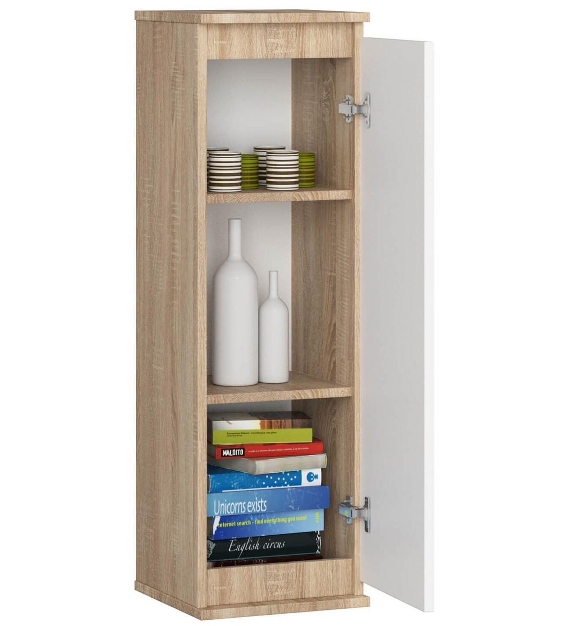 HÄNGESCHRANK Eiche Sonoma, Weiß 99/30/30 - Weiß, Holzwerkstoff (30/99/30cm) - RAUMHIRSCH FURNITURE