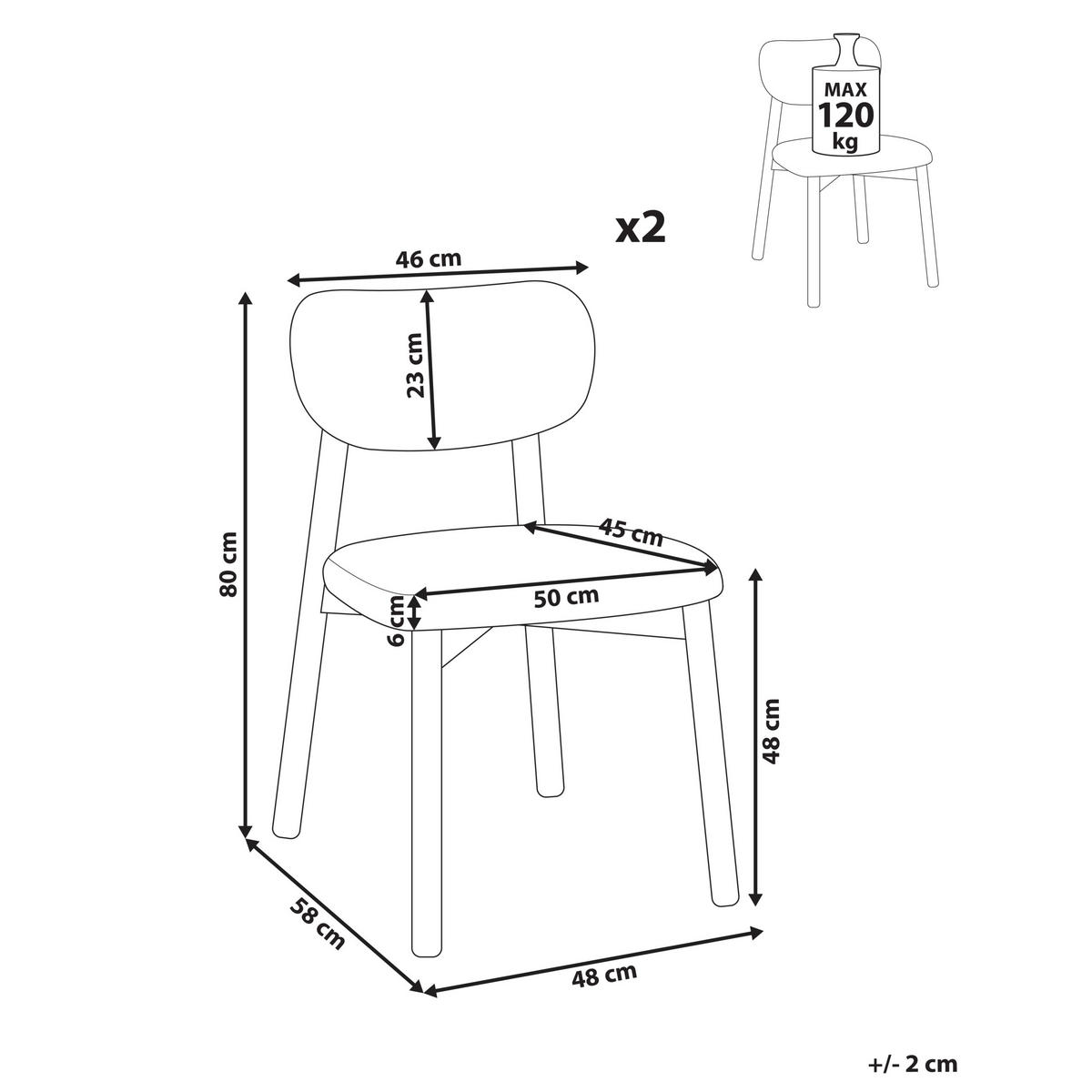 ESSZIMMERSTUHL 2er-Set Hellbraun Mills - Hellbraun/Beige, Textil (48/80/58cm) - Beliani