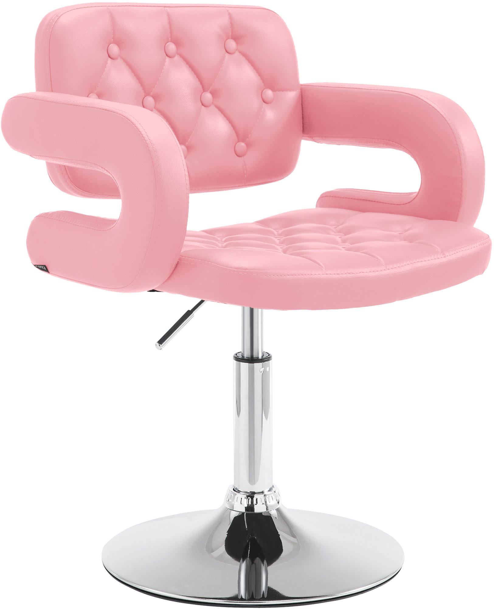 SESSEL Lederlook pink - Chromfarben/Pink, Textil/Metall (62/76/55cm) - CLP