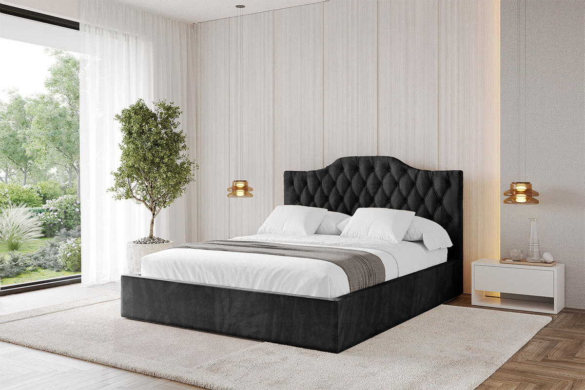 POLSTERBETT mit Bettkasten und Lattenrost, Bett mit Matratze H3/H4 - FALIO 120x200 Schwarz - Schwarz, Holzwerkstoff/Textil (120/200cm) - ALTDECOR