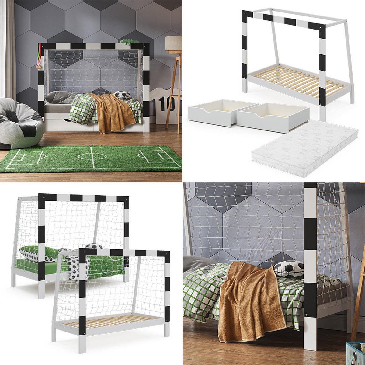 DĚTSKÁ POSTEL Fußballtor Bílá - bílá, dřevo - VitaliSpa