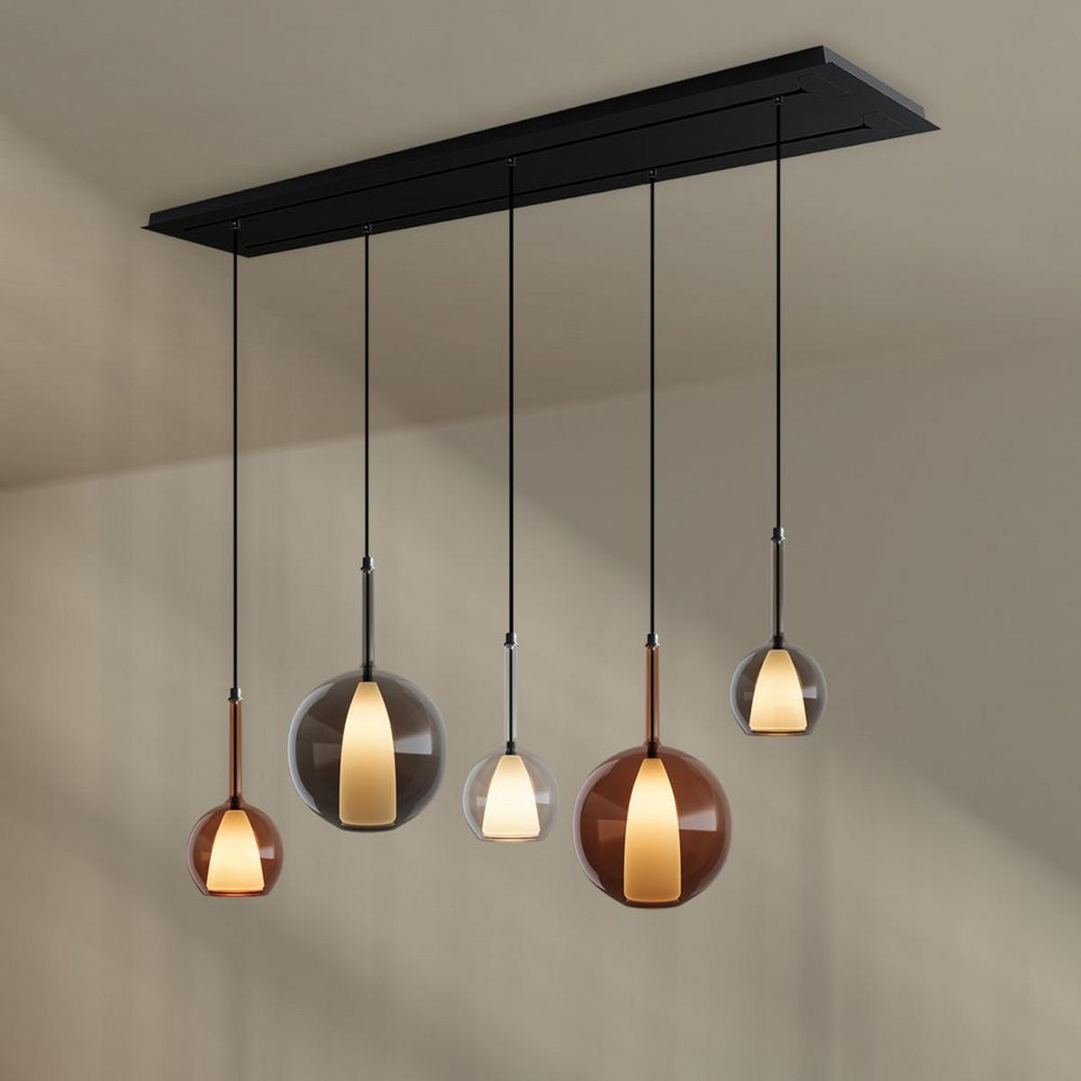 HÄNGELEUCHTE Belluna Rauch - Grau, Glas (24/24/45cm) - s.luce