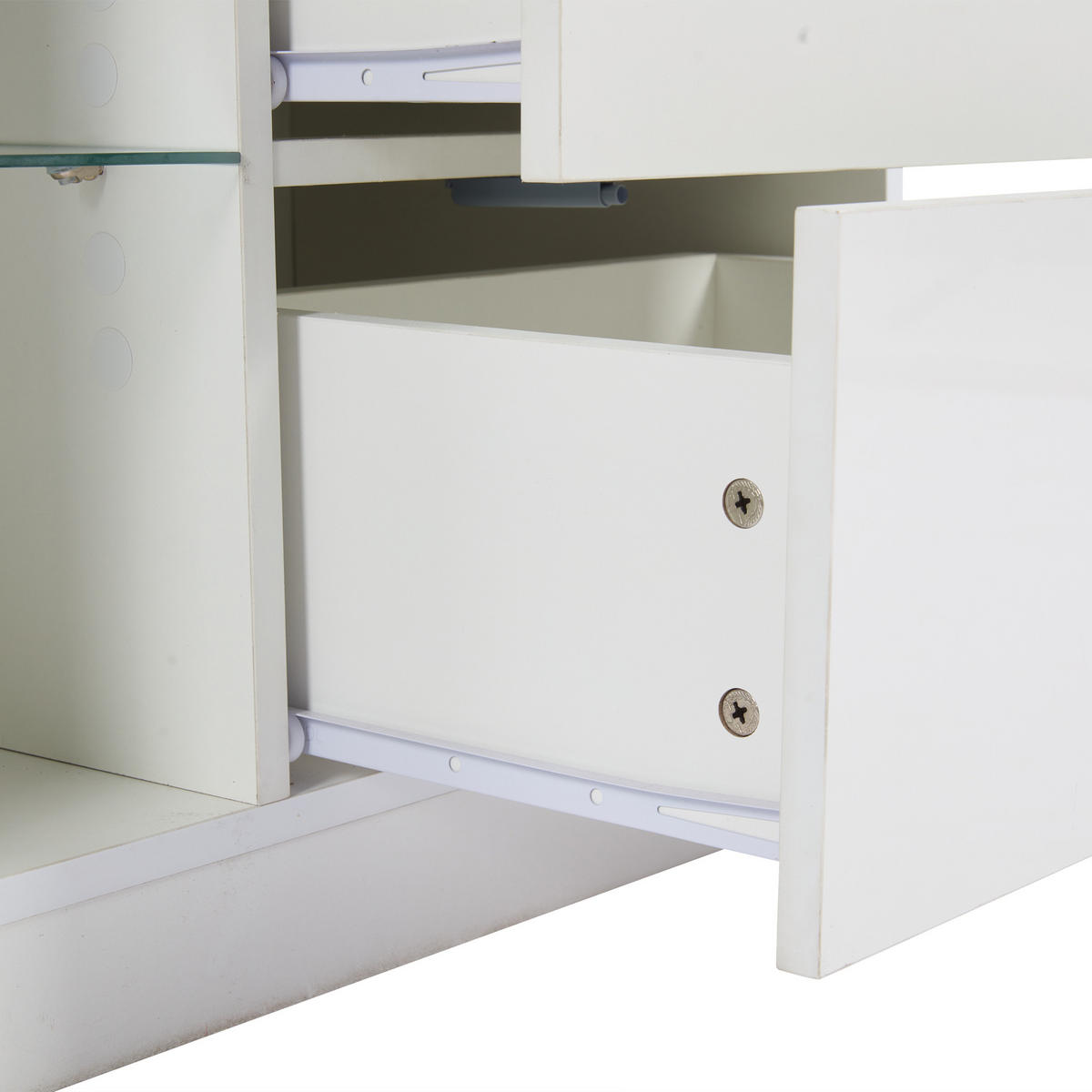 TV-ELEMENT in Weiß TV-Ständer mit LED für 65" Fernseher, geeignet für Wohnzimmer und Schlafzimmer, B160/T40/H52cm - Weiß, Glas/Holzwerkstoff (160/52/40cm) - STILVORA