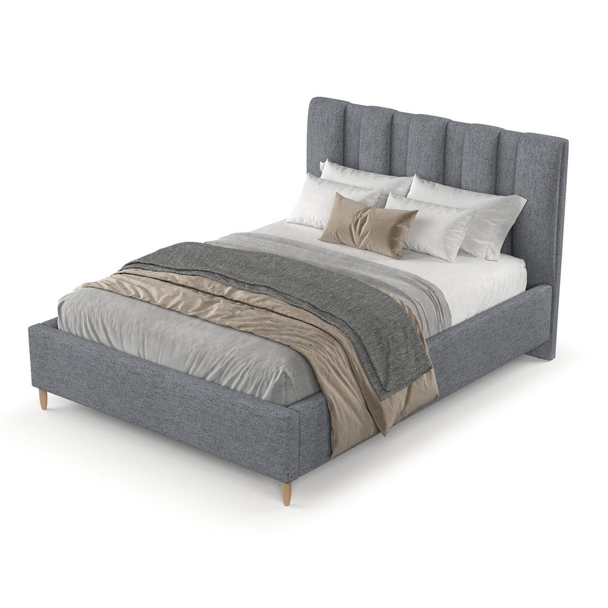 POLSTERBETT Loom 120/200 cm Grau im Neve Stoff - Naturfarben/Grau, Holz/Holzwerkstoff (120/200cm) - AltaBeds