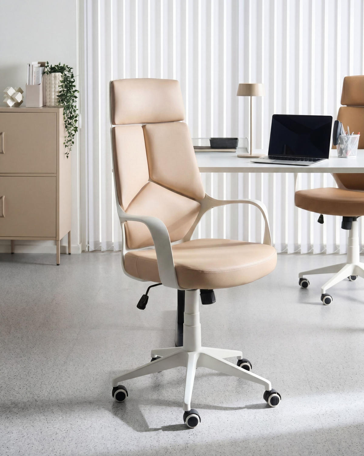 BÜROSTUHL Kunstleder Pfirsichrosa Delight - Pink, Textil (64/116/64cm) - Beliani
