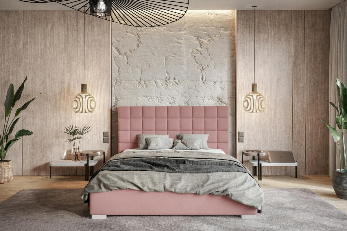 POLSTERBETT 160x200 mit Bettkasten Noris, Samtstoff, Rosa - Pink, Holz/Textil (160/200cm) - Emporius