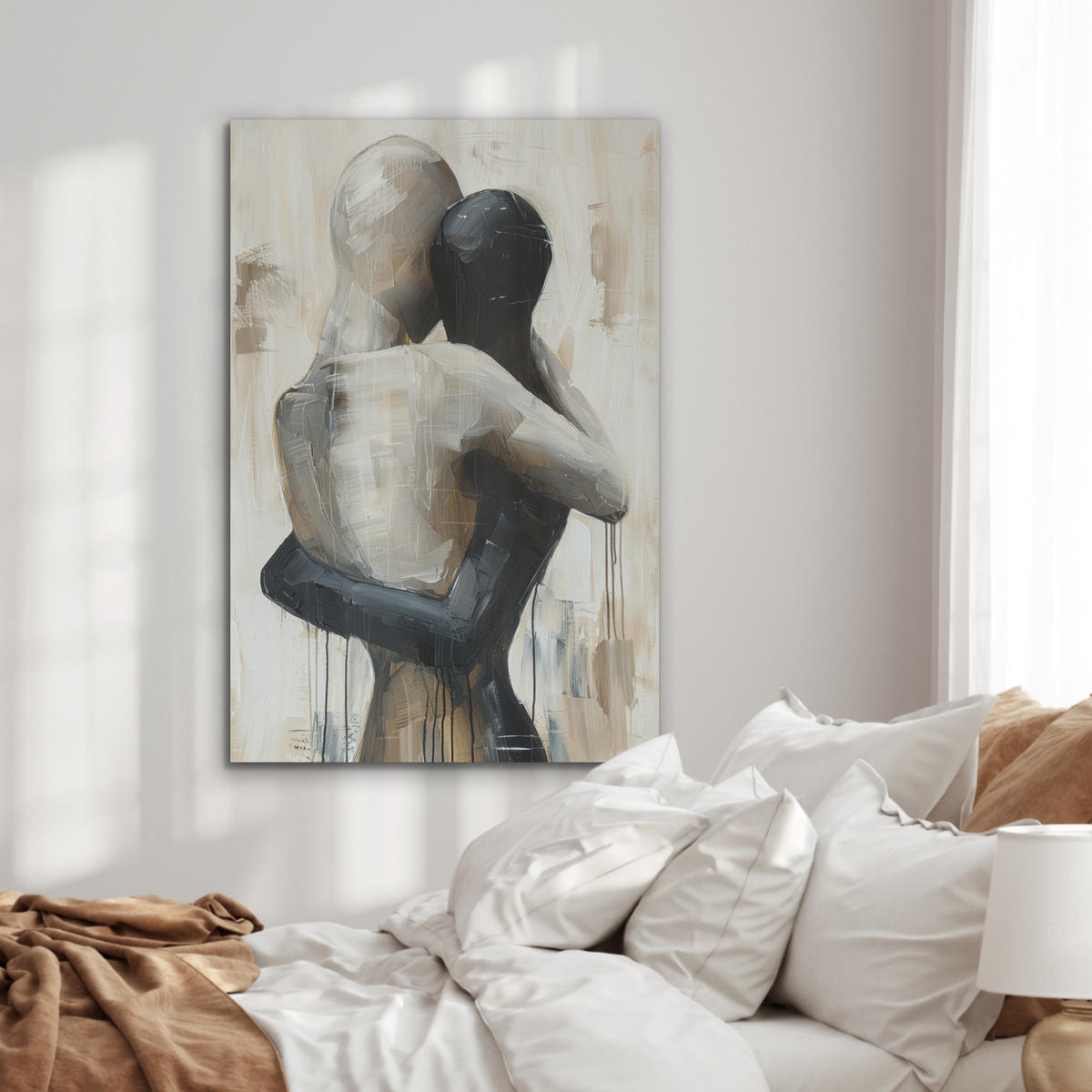 AKUSTIKPANEEL Abstrakt - Liebe - Schwarz und weiß - Modern 70x100 cm - Schwarz, Textil (70/0.9/100cm) - MuchoWow