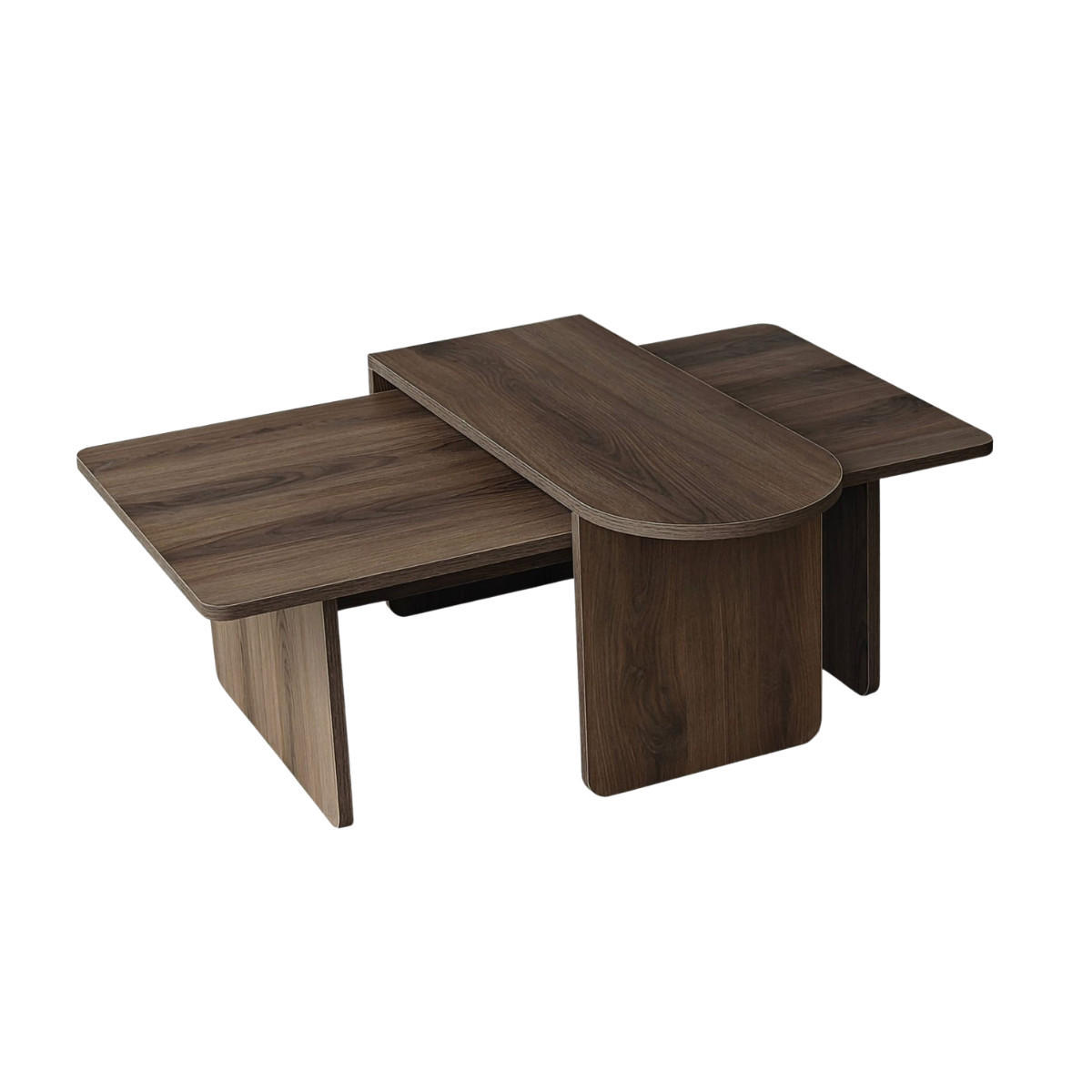 COUCHTISCHE 2er?Set asymmetrische Tischplatten L105 cm 105/60/35 cm - Naturfarben, Holzwerkstoff (65/60/35cm) - Calicosy