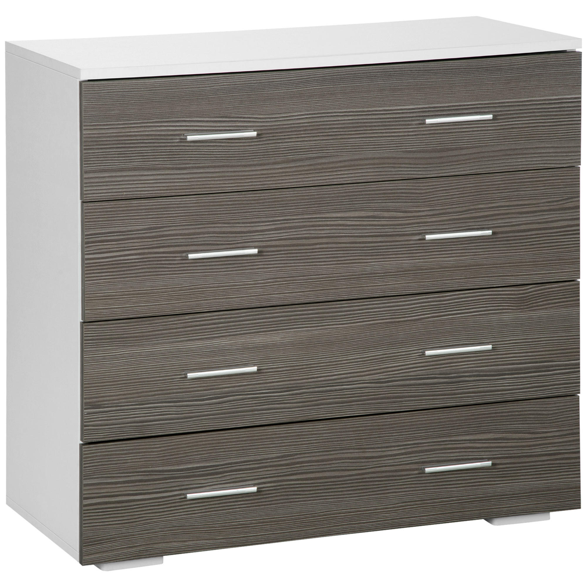KOMMODE Weiß und Grau 76/35/72 cm - Grau, Holzwerkstoff (76/72/35cm) - PANGIVO