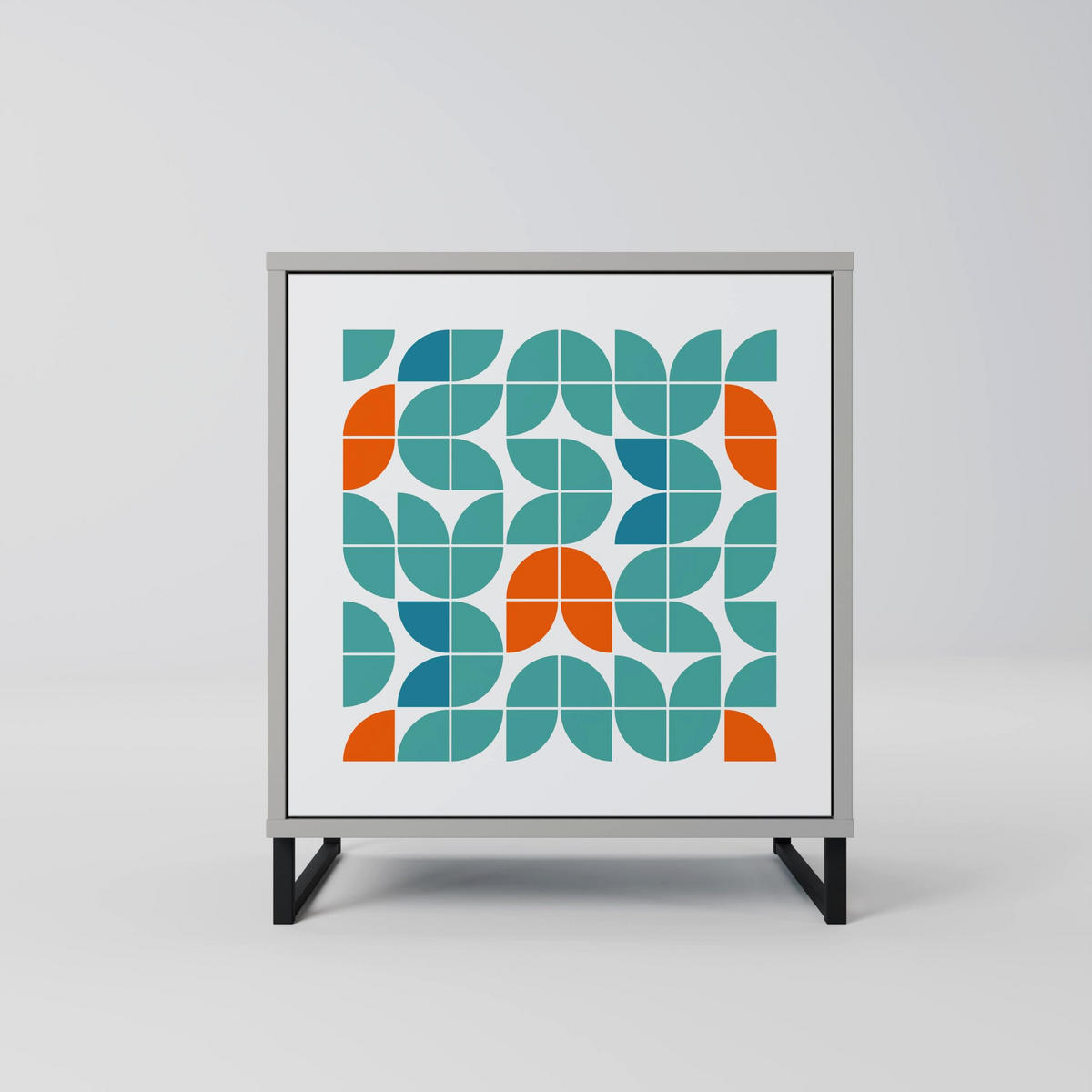 SIDEBOARD BE THE CHANGE, Grau, 57,5x42x77,5 cm, Schräge Buchenholzfüße - Buchefarben/Multicolor, Holzwerkstoff/Buchenholz (57.5/77.5/42cm) - SpaceRebels
