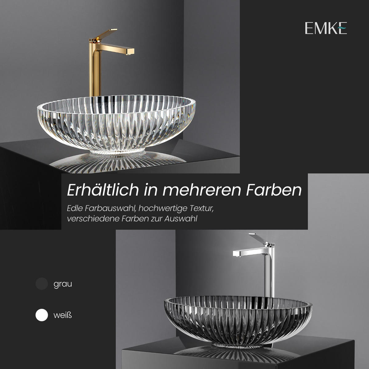 WASCHBECKEN Schwarzes Glas Oval 51/ 35/ 15 cm - Schwarz, Glas (35/15/51cm) - EMKE