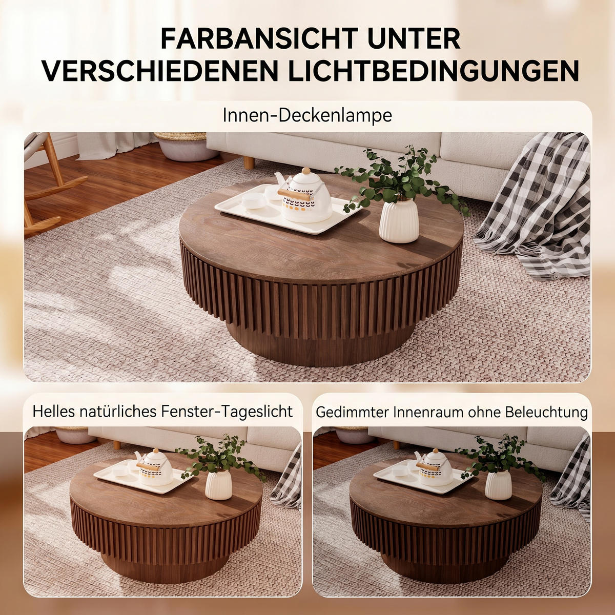 COUCHTISCH 75/75/35 cm in Walnuss aus Massivholz und MDF mit Stauraum - Walnussfarben, Holzwerkstoff (75/75/35cm) - CHICFURN