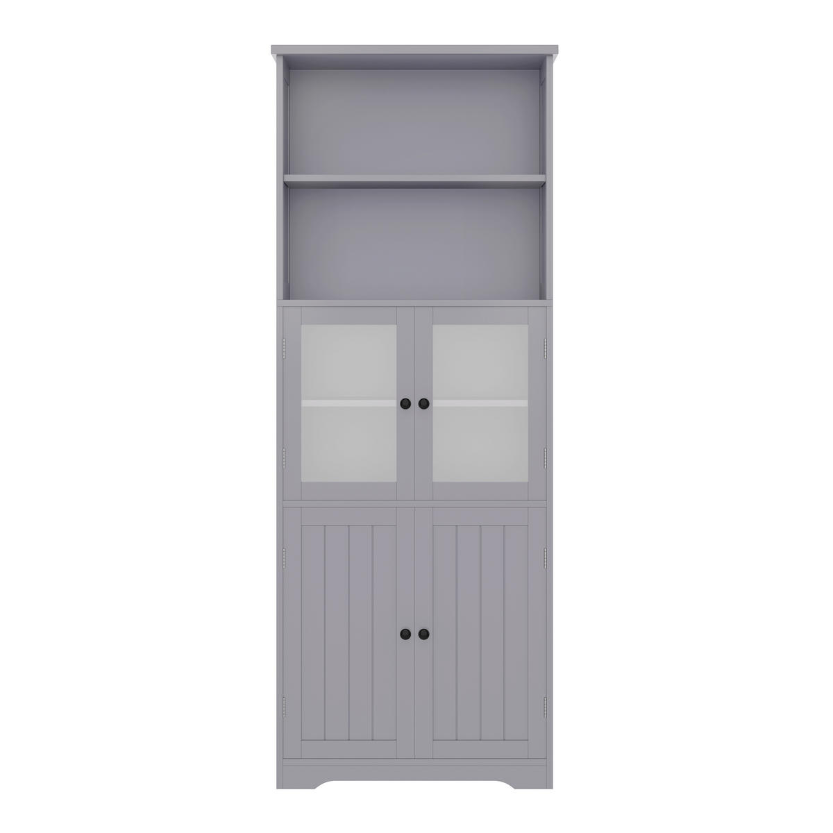 HOCHSCHRANK mit 4 Türen, feuchtigkeitsbeständiger Lack, 57,5/28,5/160 cm, Grau - Grau, Holzwerkstoff (57.4/160/28.5cm)