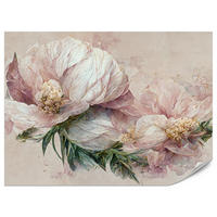 FOTOTAPETE für Wohnzimmer Vintage Rosa Blumen Blätter Natur 400x280 - Beige/Creme, Papier (400/280cm) - Muralo