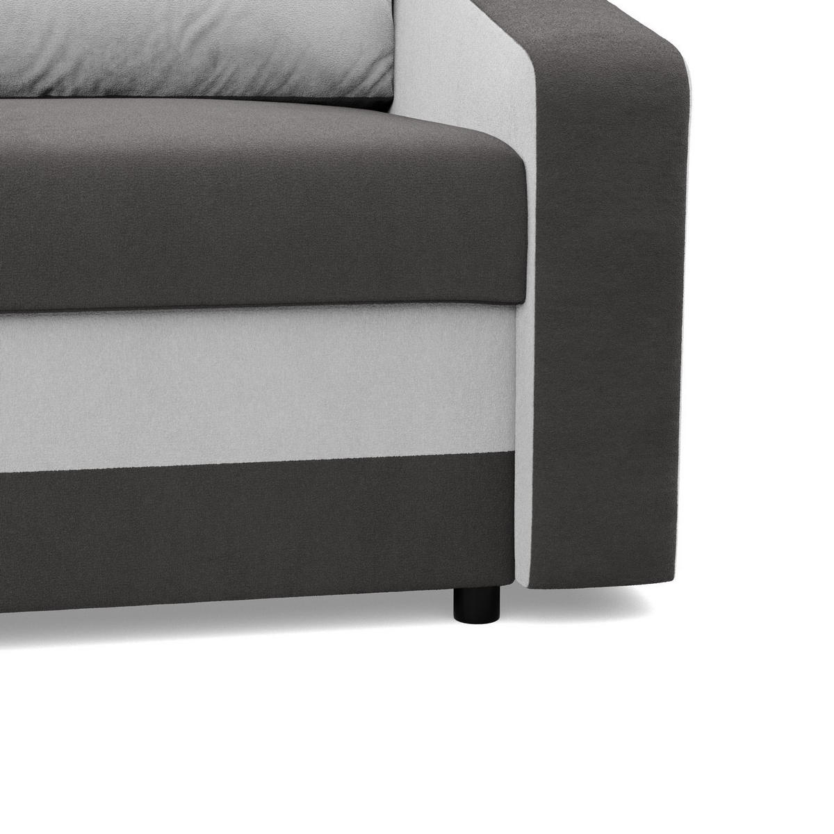 SOFA 3-SITZER MIT SCHLAFFUNKTION ORION, Grau + Weiß - Weiß/Grau, Textil (220/85/92cm)