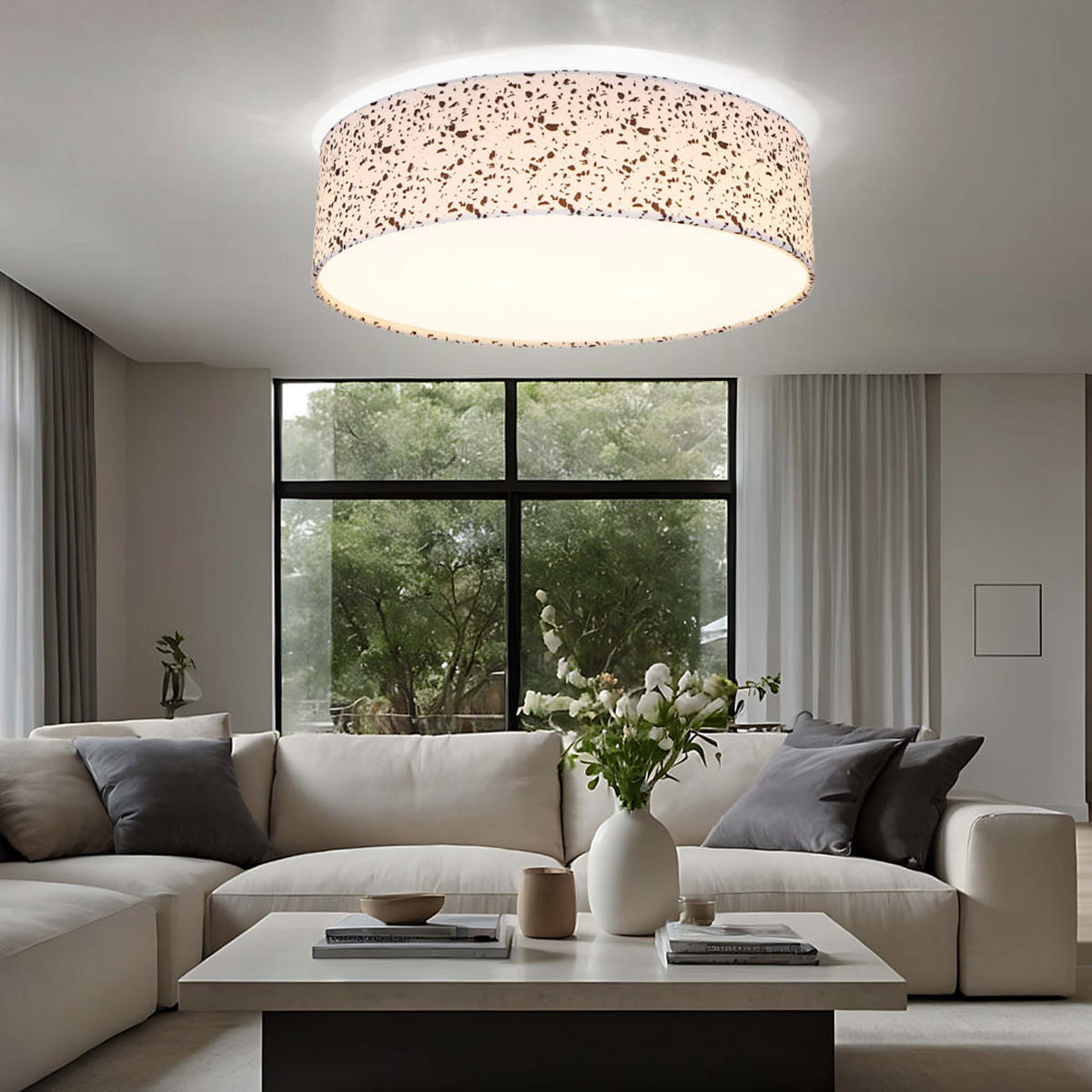 LED DECKENLEUCHTE VARIOS Weiß Terrazzo - Weiß, Metall (38/38/10cm)