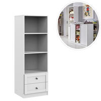 BABYZIMMER-ZUBEHÖR: Standregal mit Schubladen B46/H135/T40 cm, Landhausstil Weiß / 22800-04 - Silberfarben/Weiß, Holzwerkstoff/Metall (46/135/40cm) - luma-home
