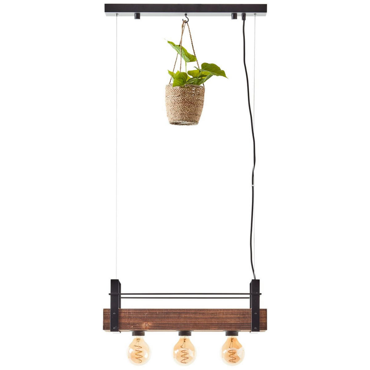 PENDELLEUCHTE Bankwood 99540/46 - Schwarz, Holz (17.5/50/106.5cm) - Brilliant