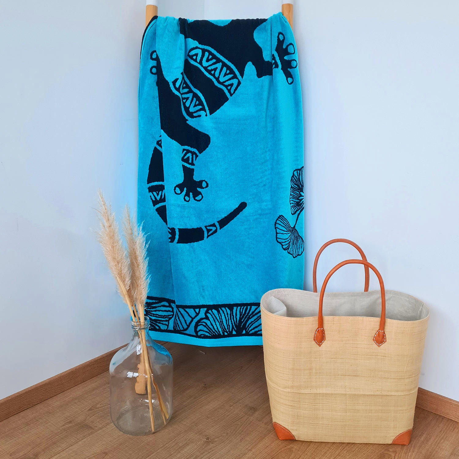 STRANDTUCH Frottee Velours Jacquard Bradford 90x170 400g/m² - Blau, Textil (90/170cm) - LE COMPTOIR DE LA PLAGE