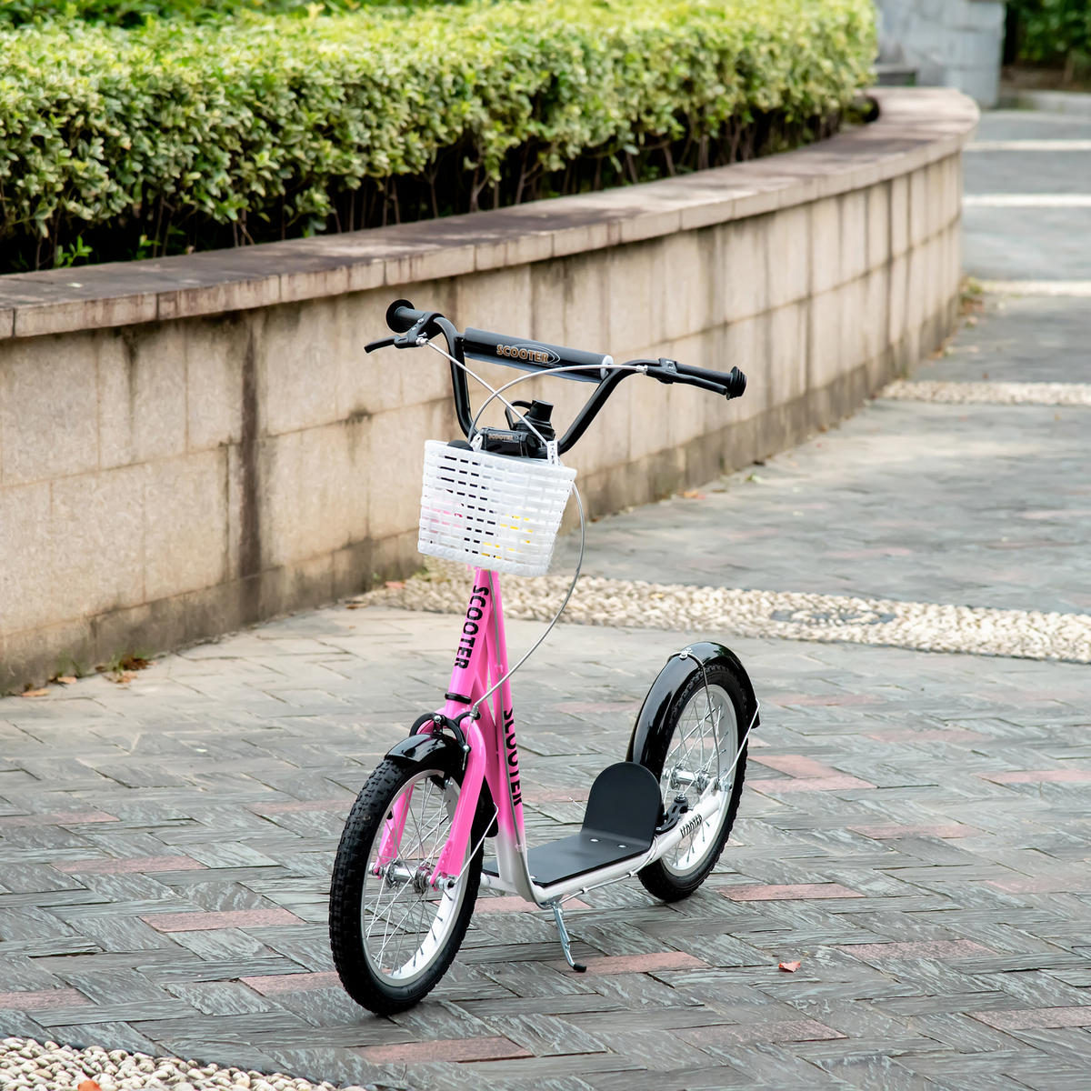 KINDERROLLER, Rosa+Weiß, Metall+ Kunststoff - Rosa, Metall (139/58/96cm) - HOMCOM