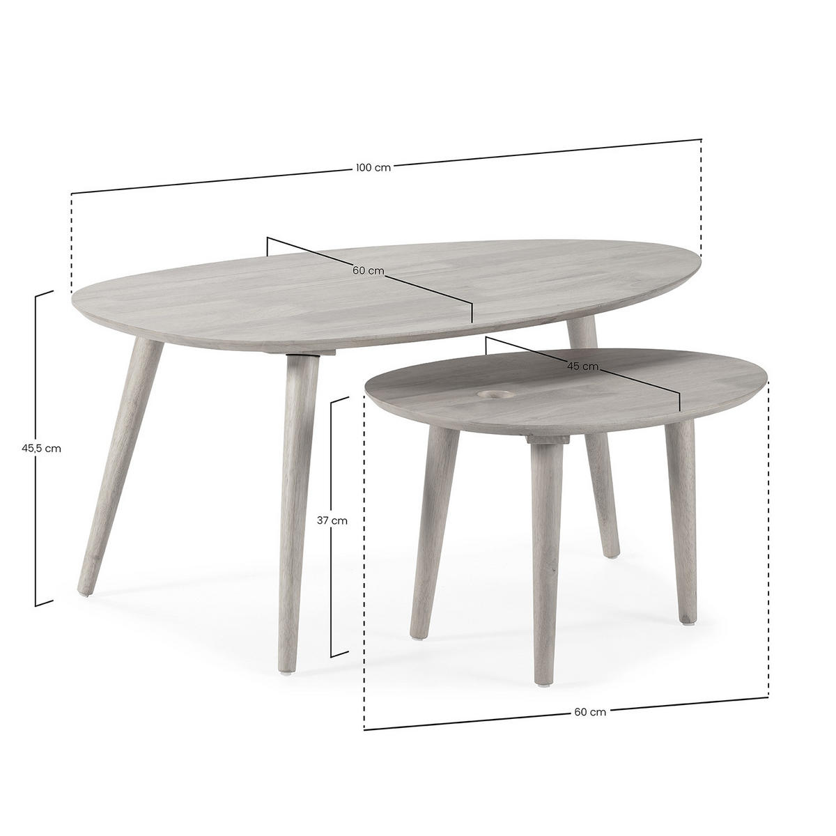 COUCH-/BEISTELLTISCH-SET Eclipse Walnussfarbe - Wildeiche, Holz (45/100/60cm) - VS Venta-stock