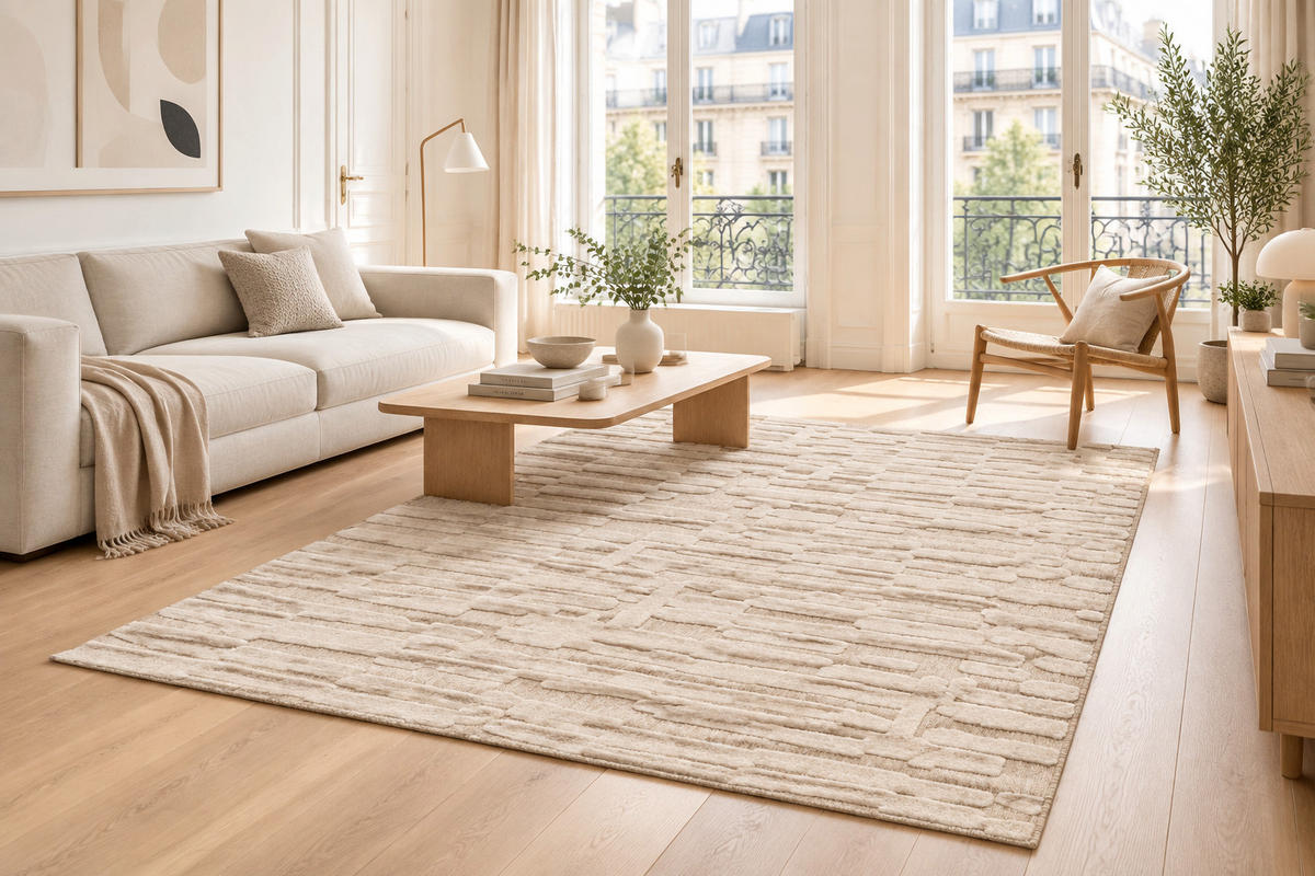 TEPPICH Design Relief-Effekt beige - Beige, Textil (160/230cm) - AFK Living