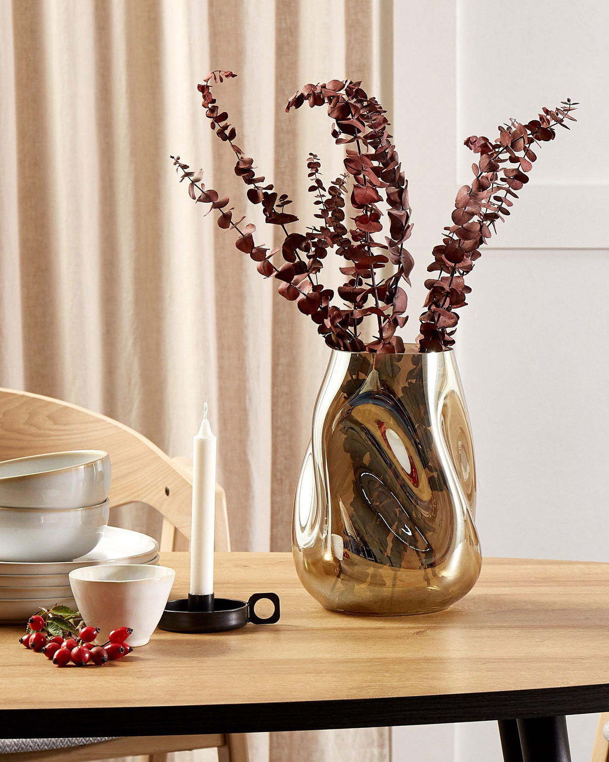 BLUMENVASE Glas braun Imeros - Braun, Glas (27cm) - Beliani