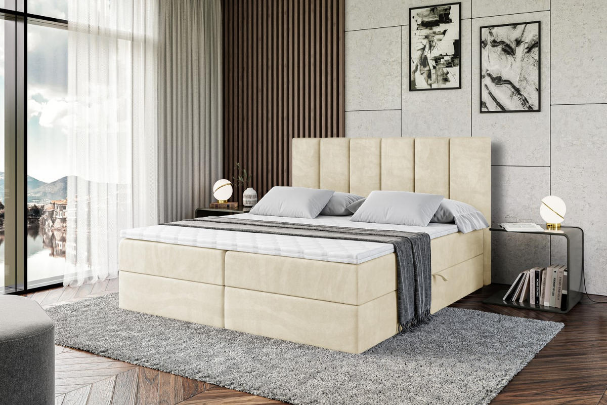 BOXBETT mit Matratze H3 und Lattenrost - BOXI1 - 160x200 cm Beige - Beige, Holzwerkstoff (160/200cm) - ALTDECOR