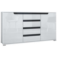 SIDEBOARD Sylt Weiß Hochglanz / Schwarz Hochglanz - Weiß Hochglanz, Holzwerkstoff (138.5/75.5/35cm) - Vladon