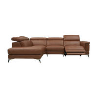 ECKSOFA Planet Echtleder mit 1 x Relaxfunktion Cognacbraun - Cognac, Leder/Metall (232/256cm)