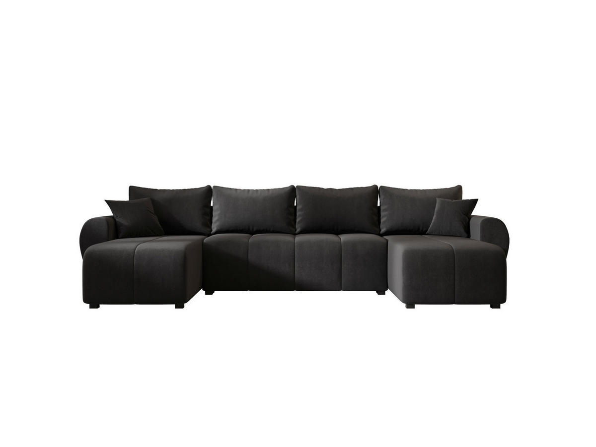 WOHNLANDSCHAFT MOLISA U Itaka 27 mit Schlaffunktion - Dunkelgrau, Textil (303/82/208cm) - Bedante