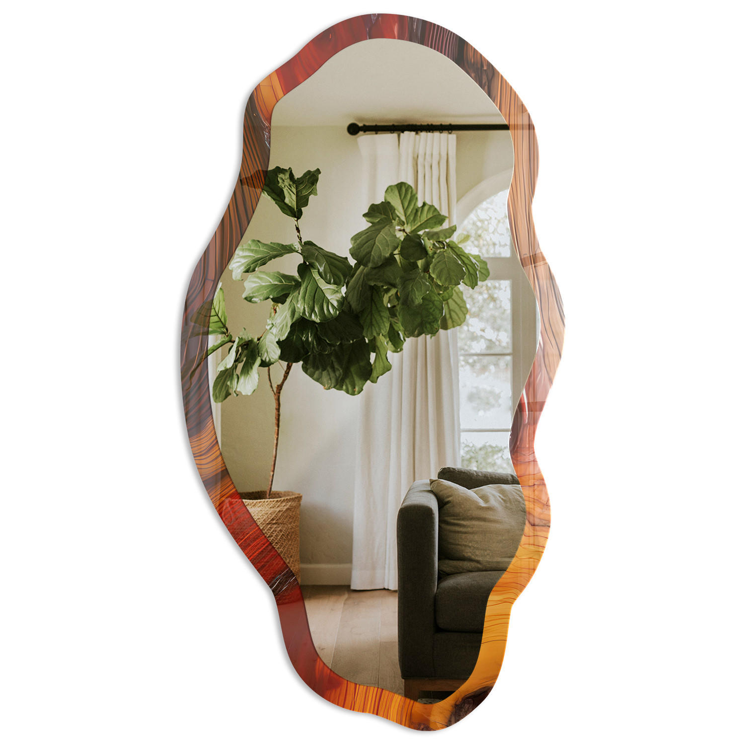 SPIEGEL 90x45 cm asymmetrisch mit Druck - Die Energie der Natur - Transparent, Glas (45/90/0.4cm) - TULUP